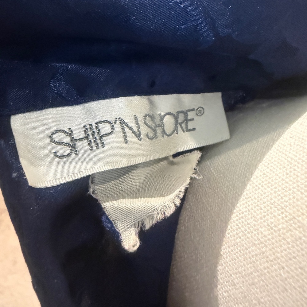 Navy High Neck Jacquard Blouse - Picture 4 of 4